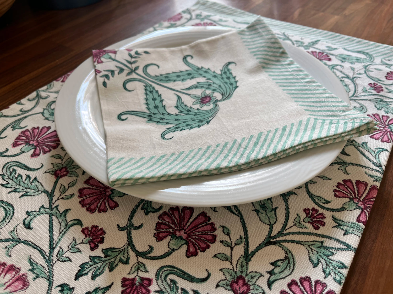 Table Mats and Napkins | Block Printed | 100% Cotton | Handmade