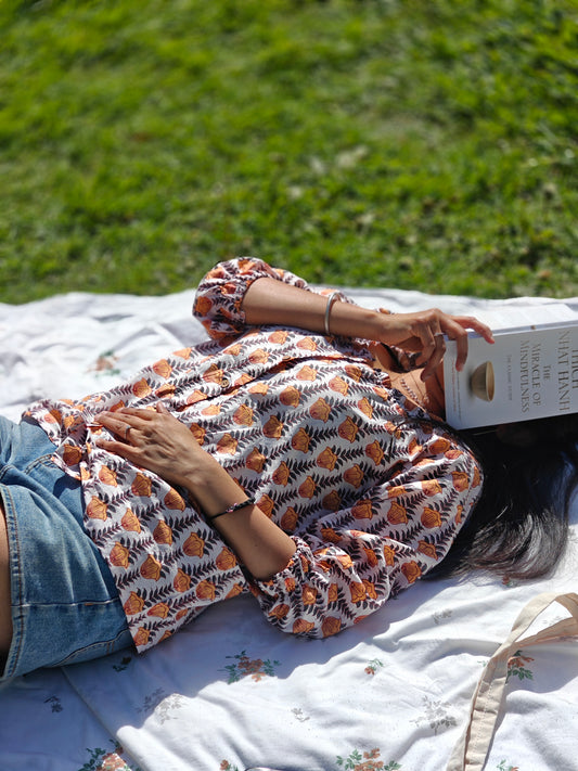 Marigold Meadow Hand Block Printed Blouse