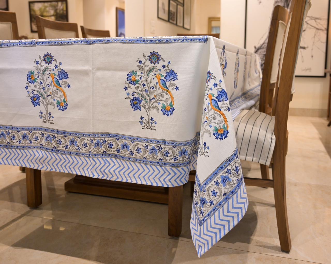 Breath Blue Floral Tablecloth