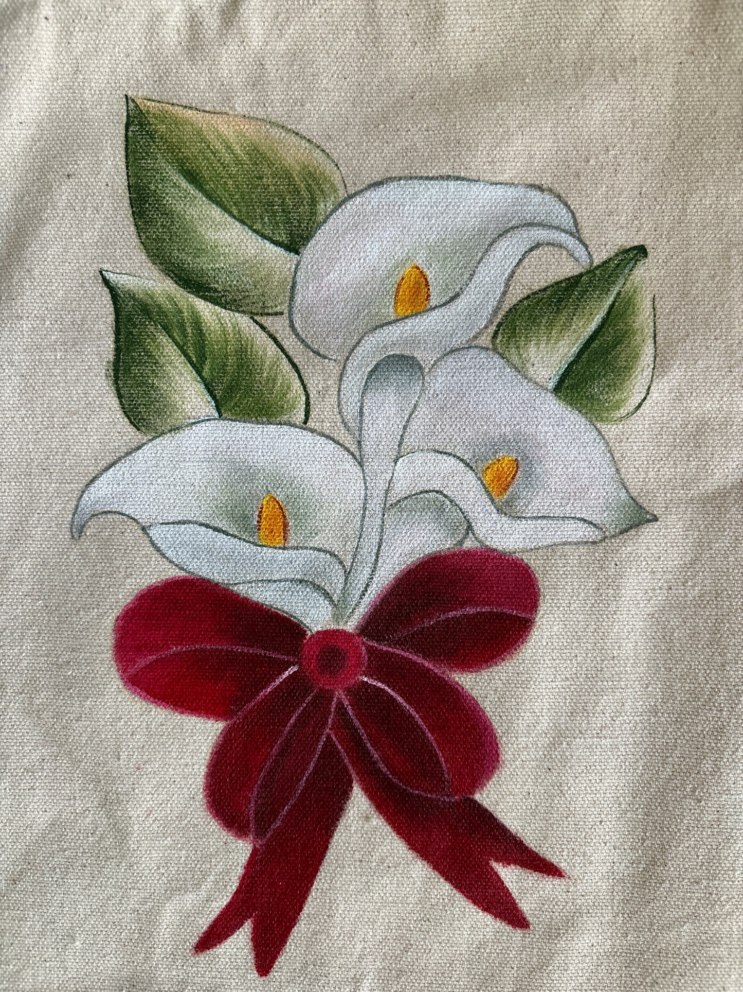 Calla Lily Hand Painted Canvas Tote Bag SMALL