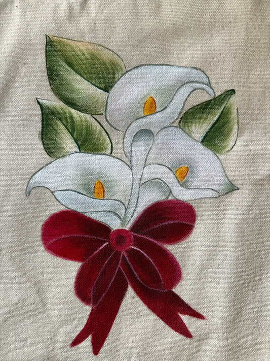 Calla Lily Hand Painted Canvas Tote Bag SMALL