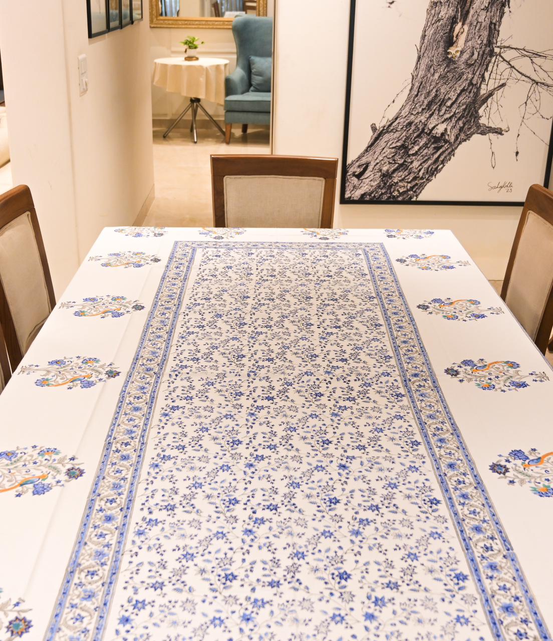 Breath Blue Floral Tablecloth