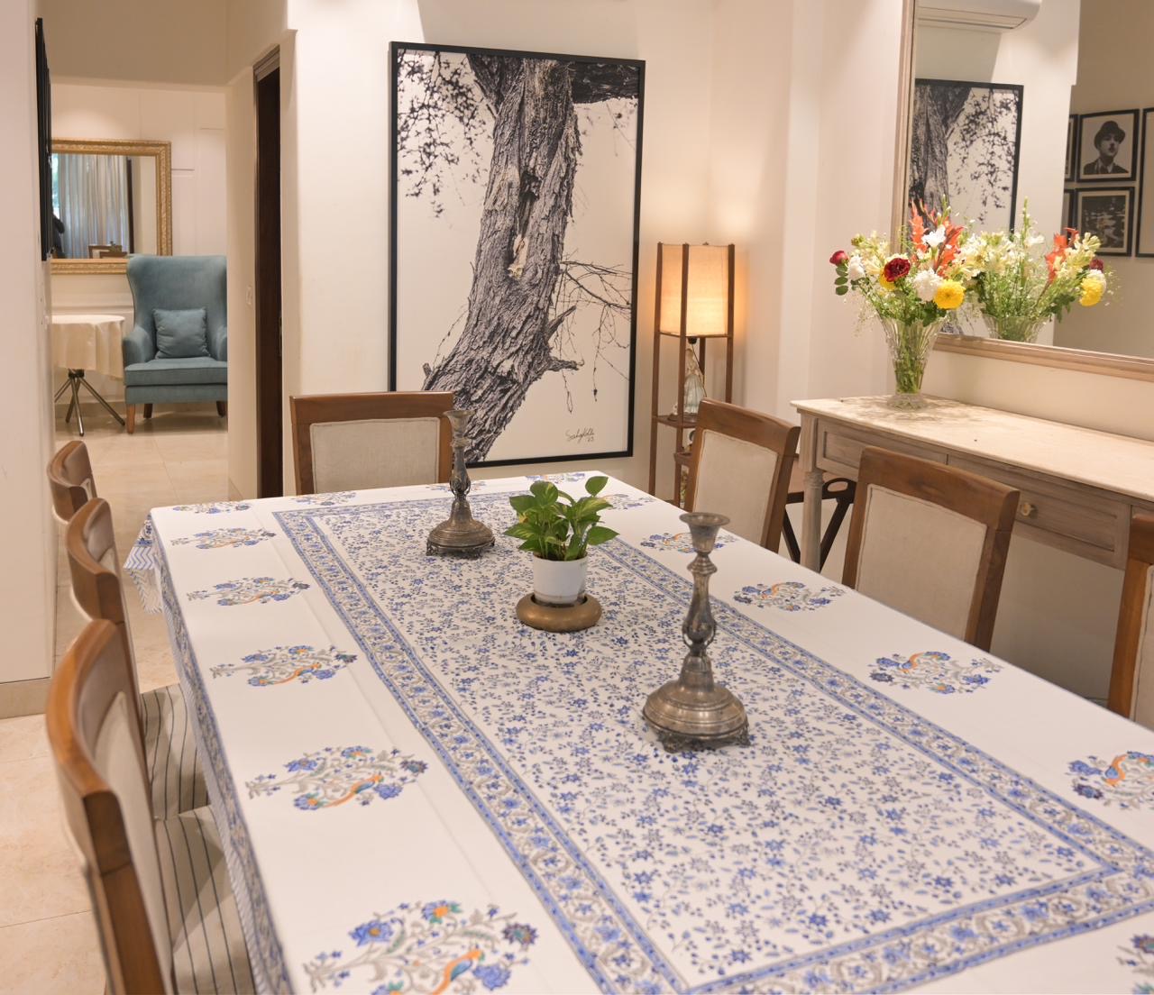 Breath Blue Floral Tablecloth