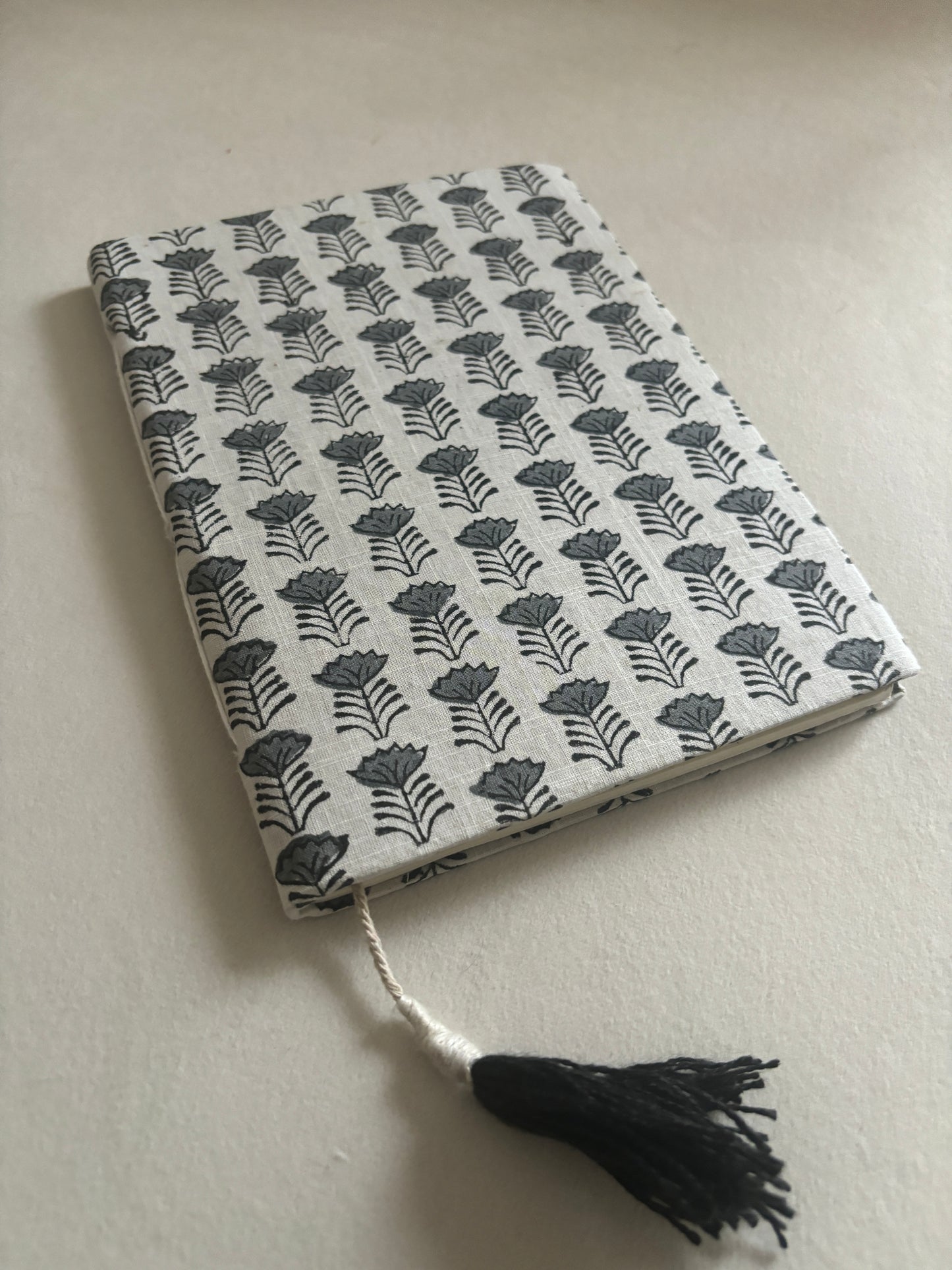 Black Floral Block Printed Diary