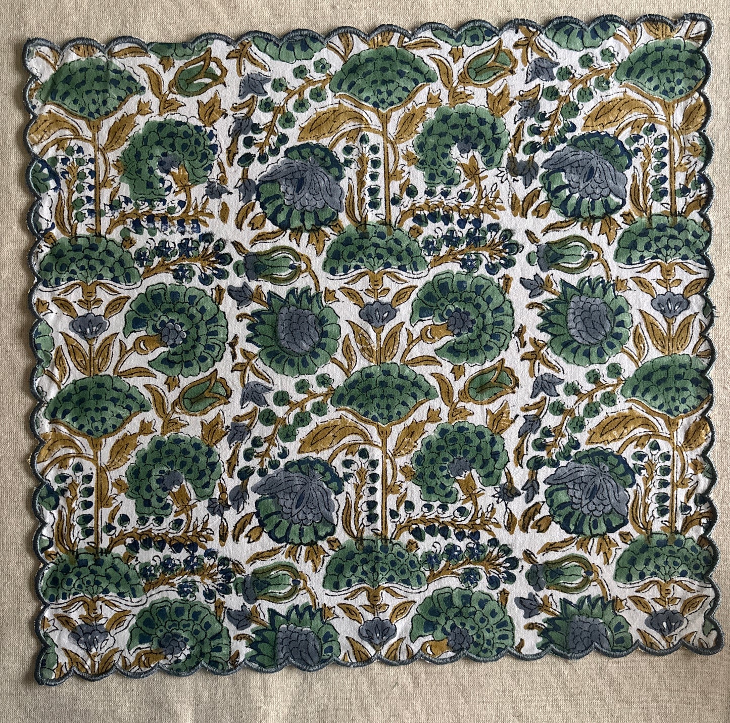 Meadow Mist Block Printed Table Napkins - Set of 2