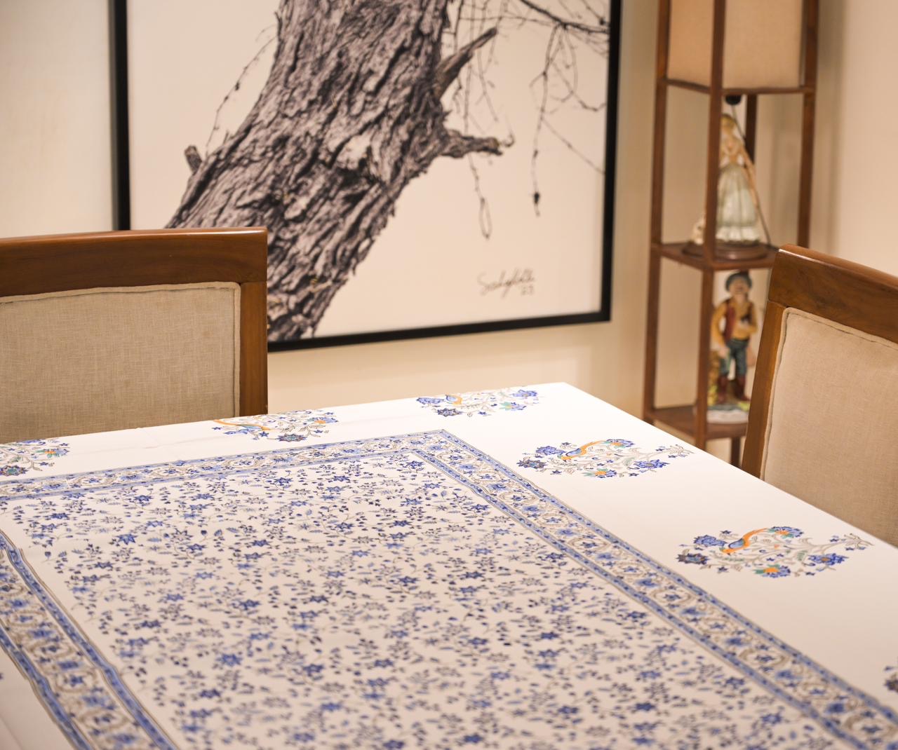 Breath Blue Floral Tablecloth