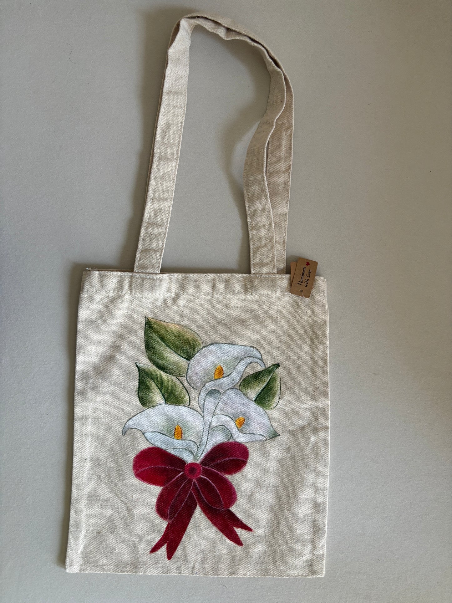 Calla Lily Hand Painted Canvas Tote Bag SMALL