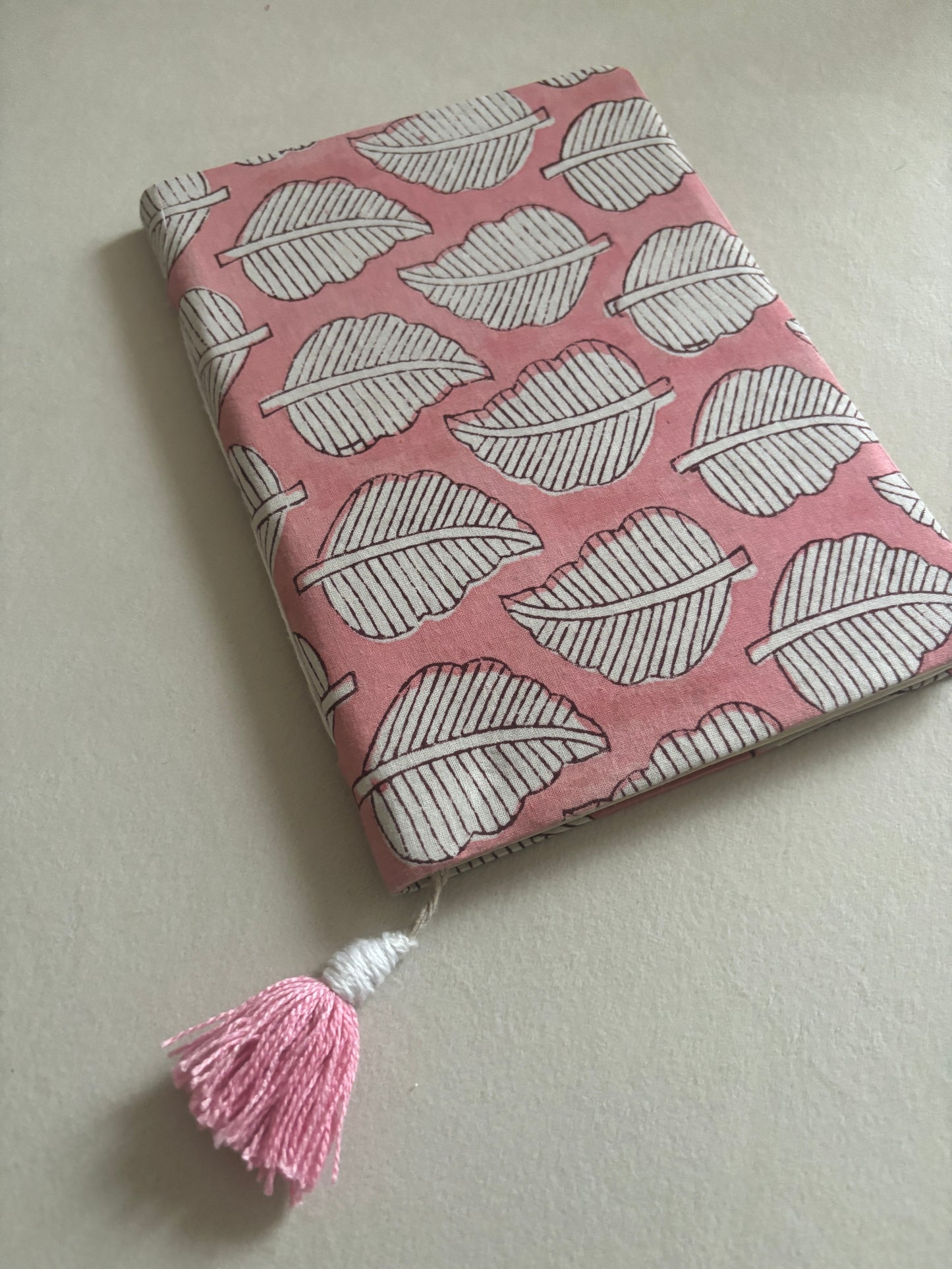 Pink Leafy Block Printed Diary