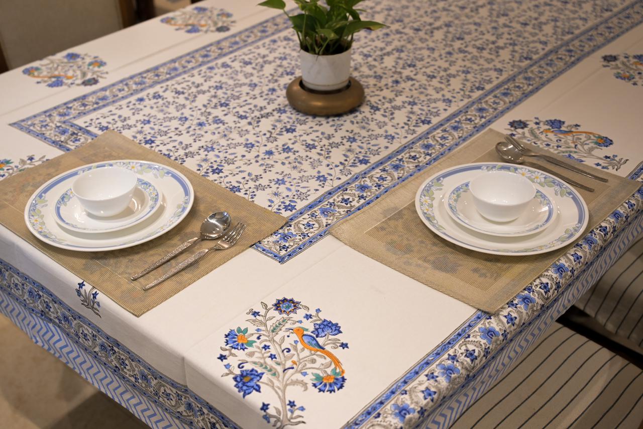 Breath Blue Floral Tablecloth