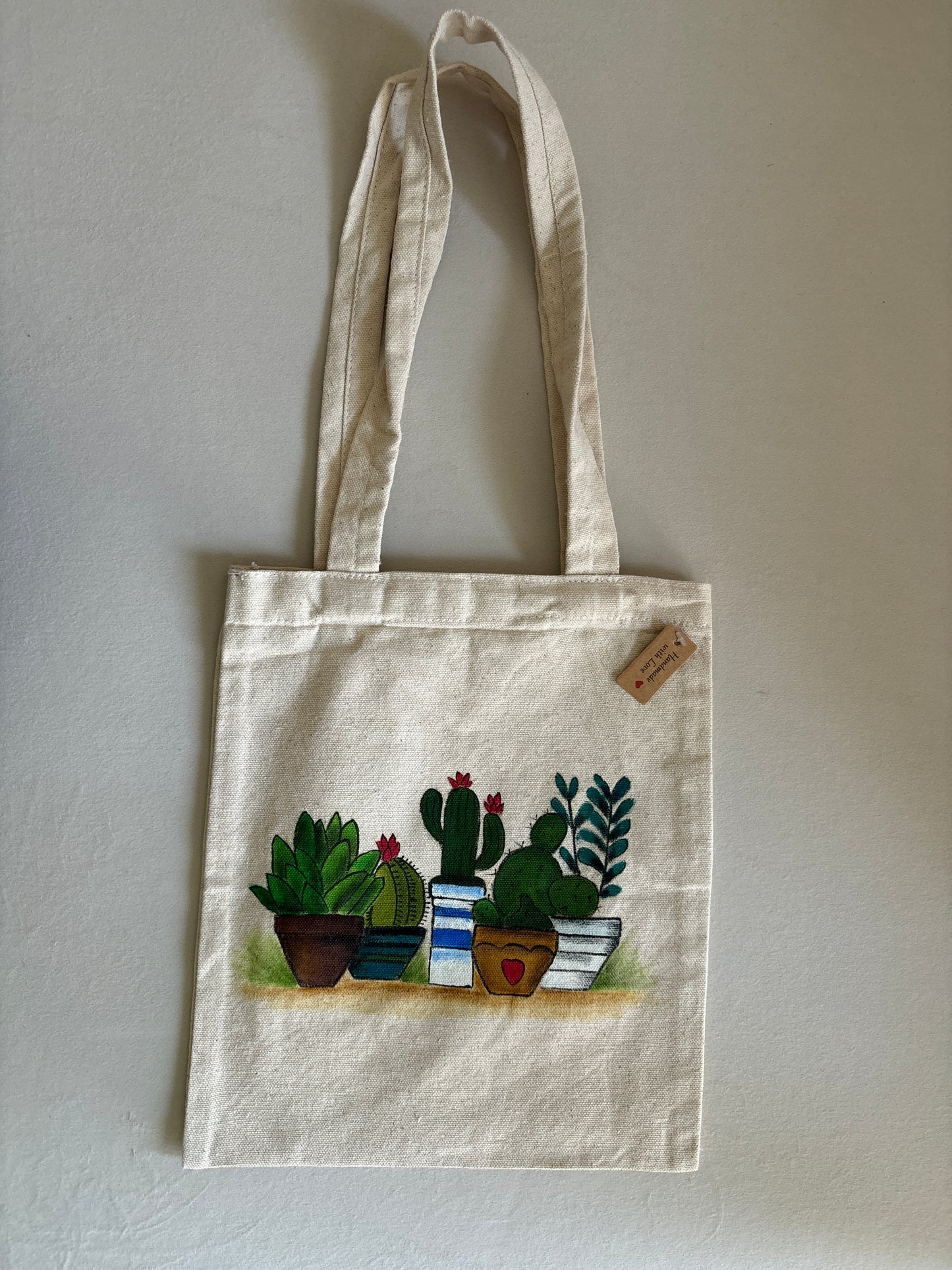 Plant Pots Hand Painted Canvas Cotton Tote Bags SMALL