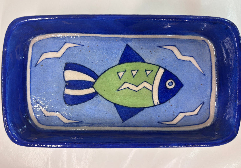 Blue Pottery Fish Pattern Multi Utility Tray