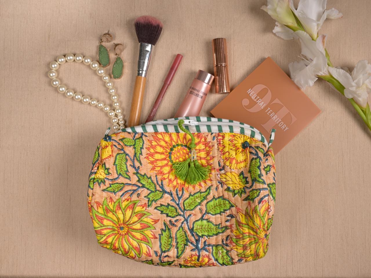 Meadow Glow Block Printed Vanity Pouches