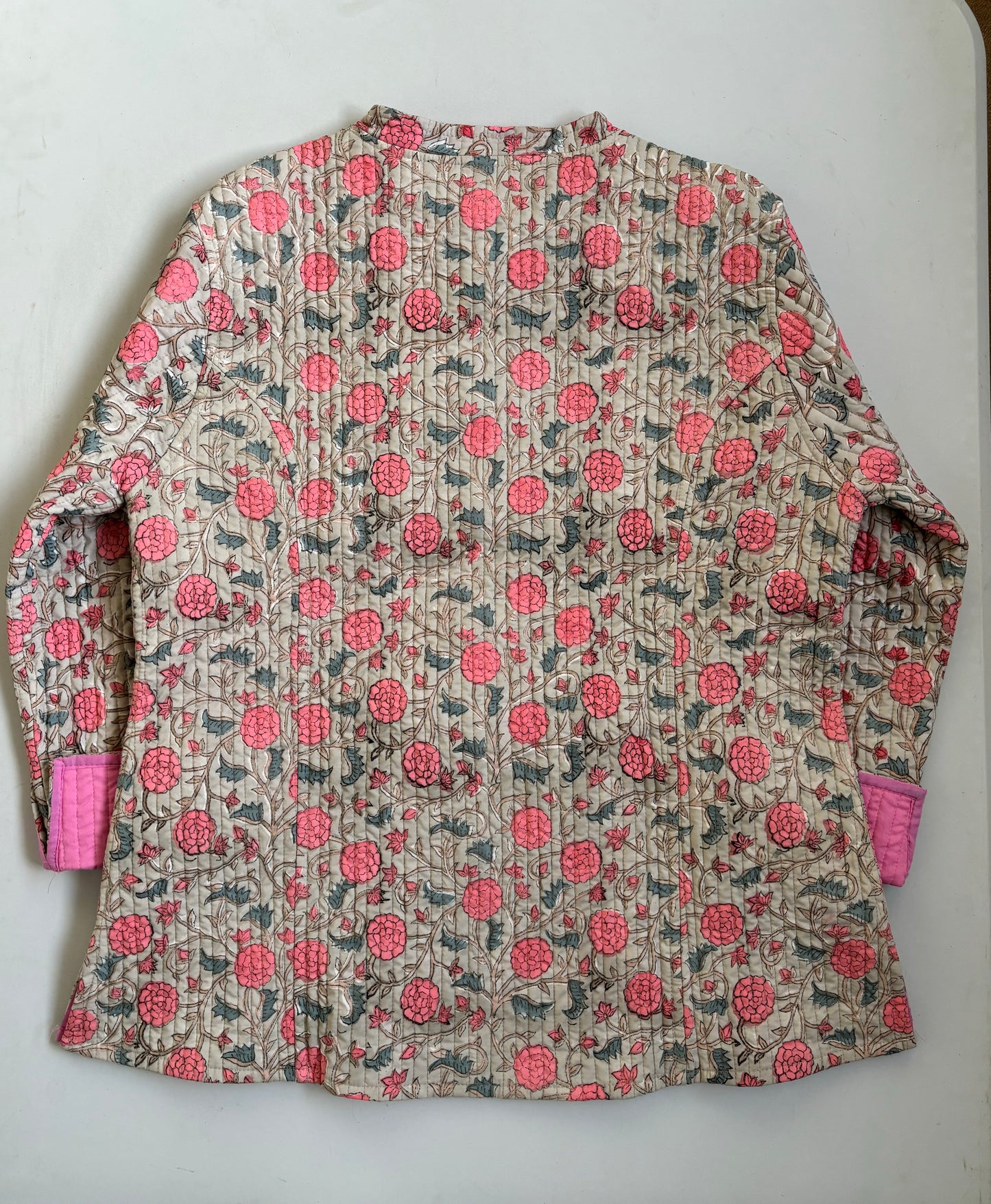 Floral Bliss Block Printed Quilted Jacket