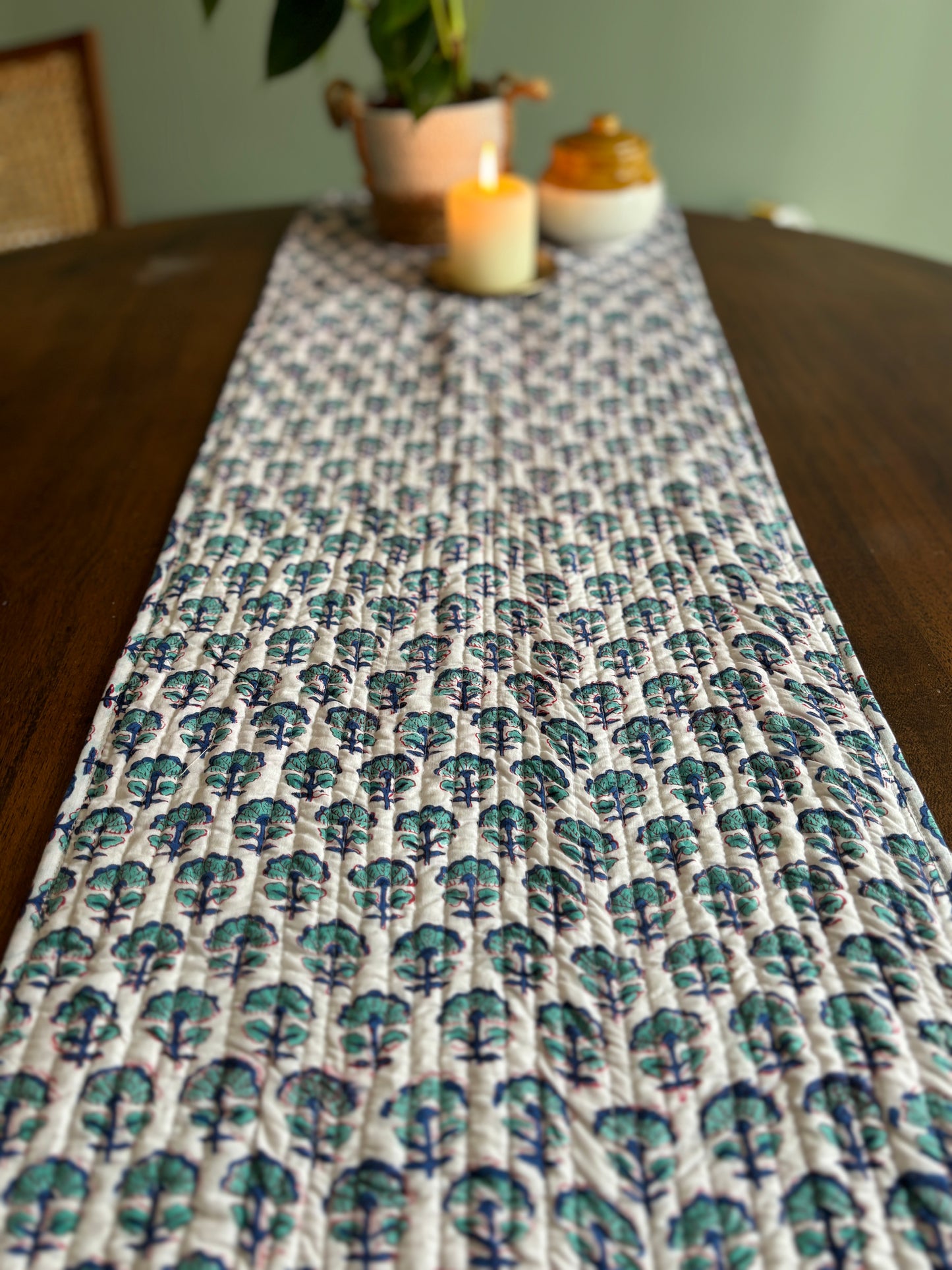 Blue Blossom Table Runner