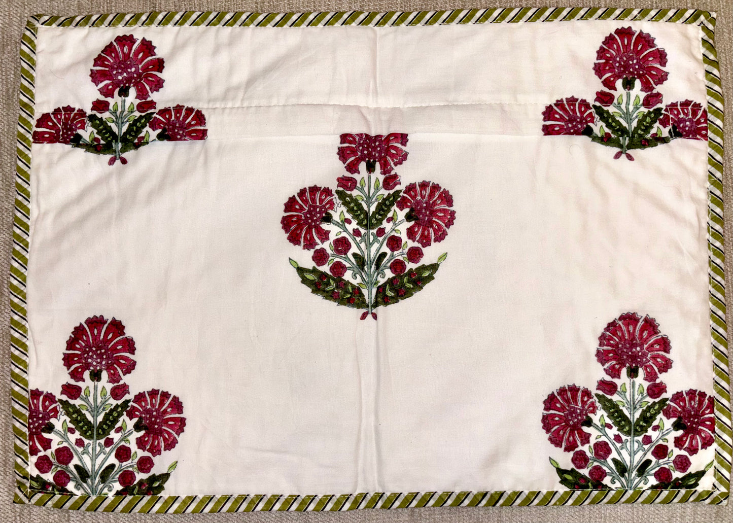 Scarlet Harmony Luxury Cotton Block Printed Cushion Cover