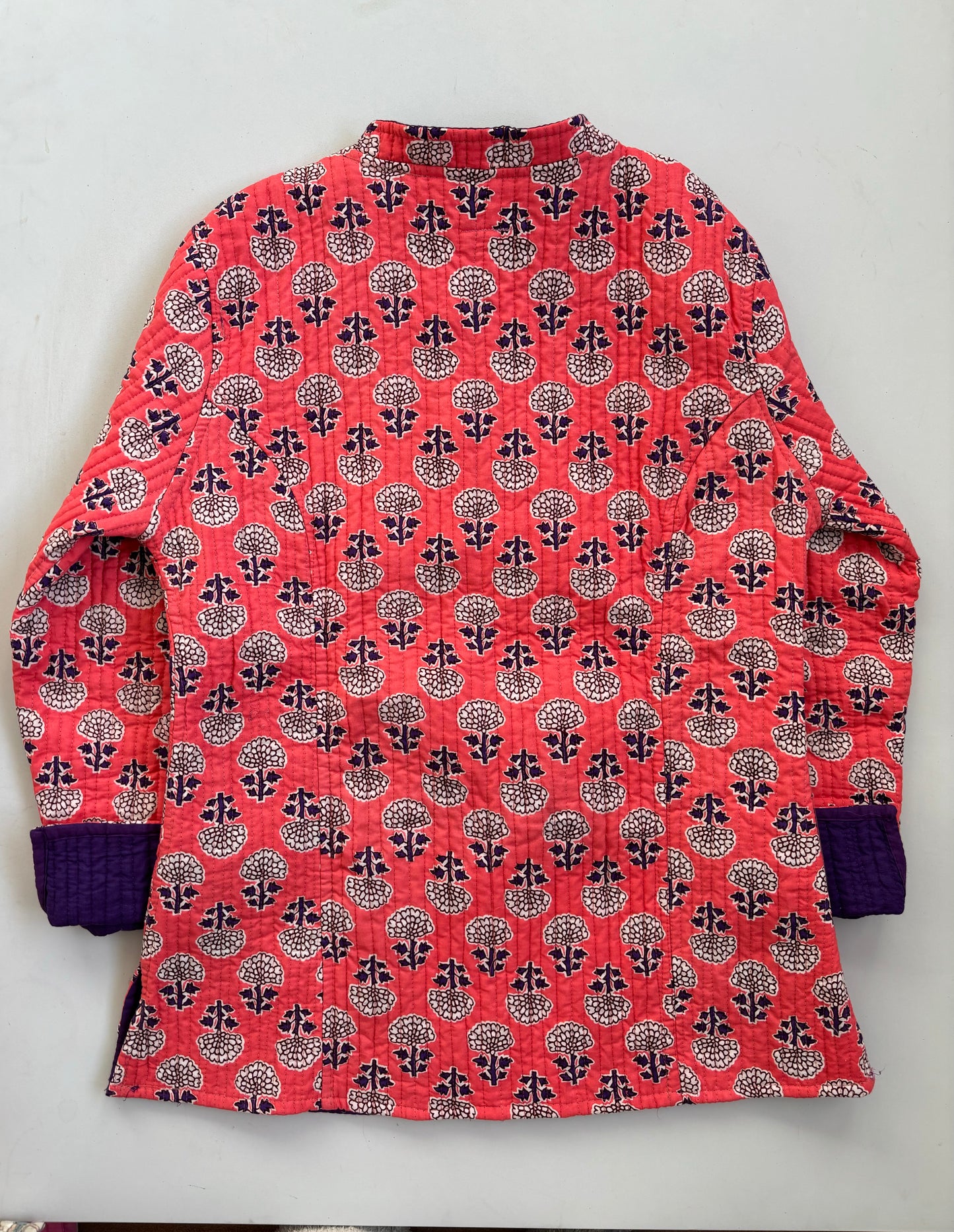 Purple Peak Block Printed Quilted Jacket