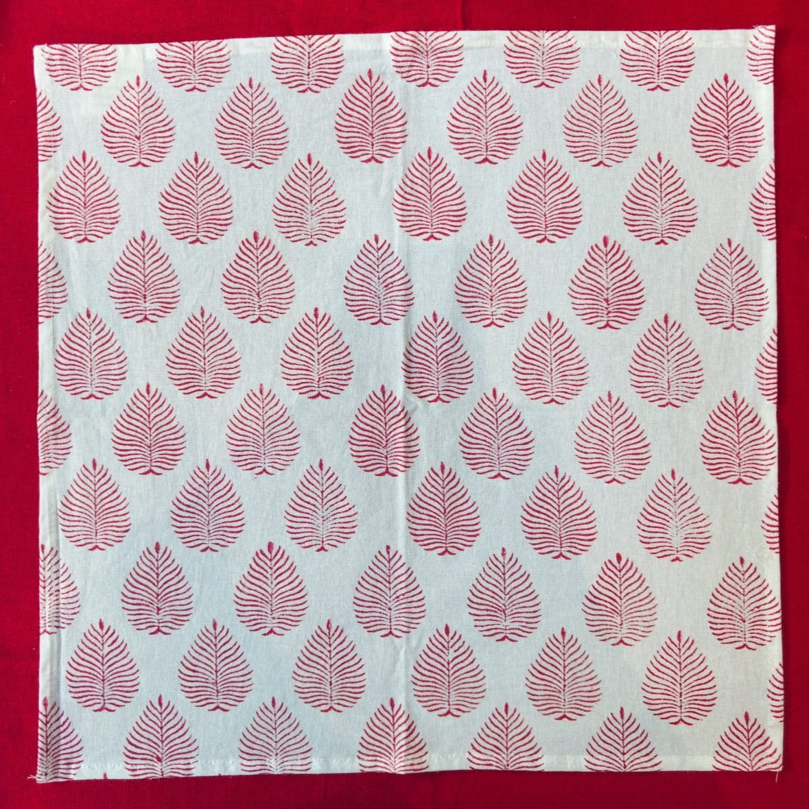 Jaipur Block Print Cotton Red Leaf Napkins Set of 2