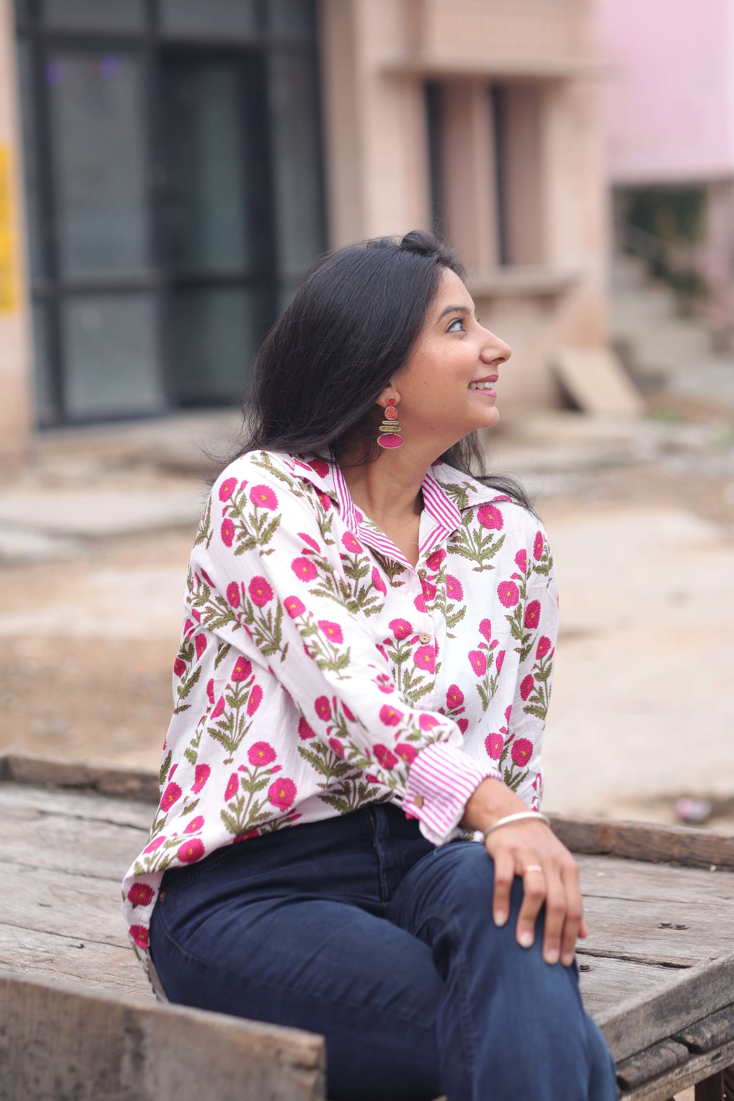 The Gulab Jaipur Shirt – Pink Hand Block Printed Cotton Elegance