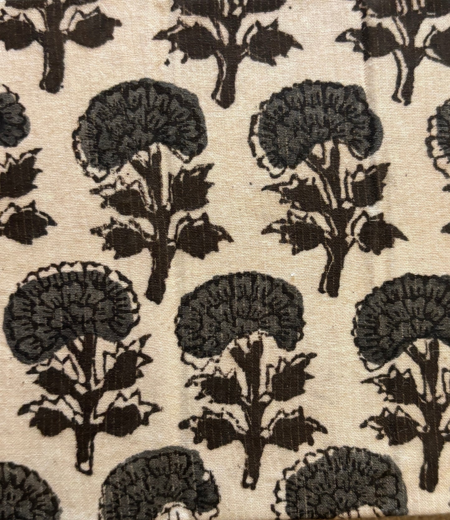 Pattern of black flower buti block printing