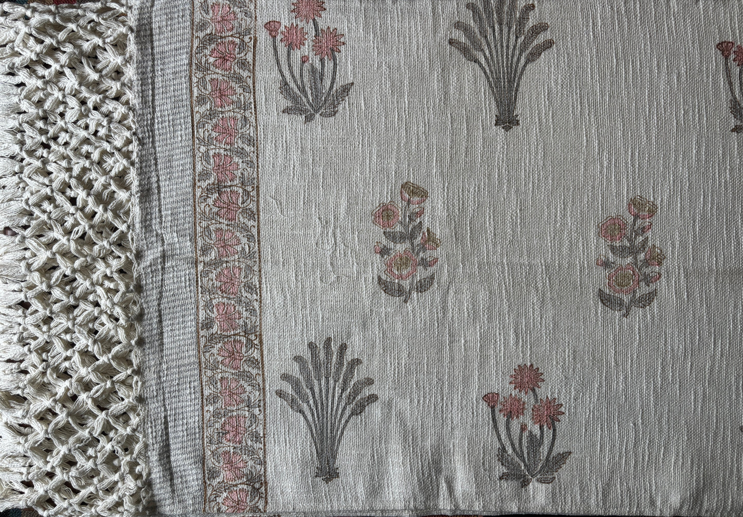 Pink Motif Block Printed Throw