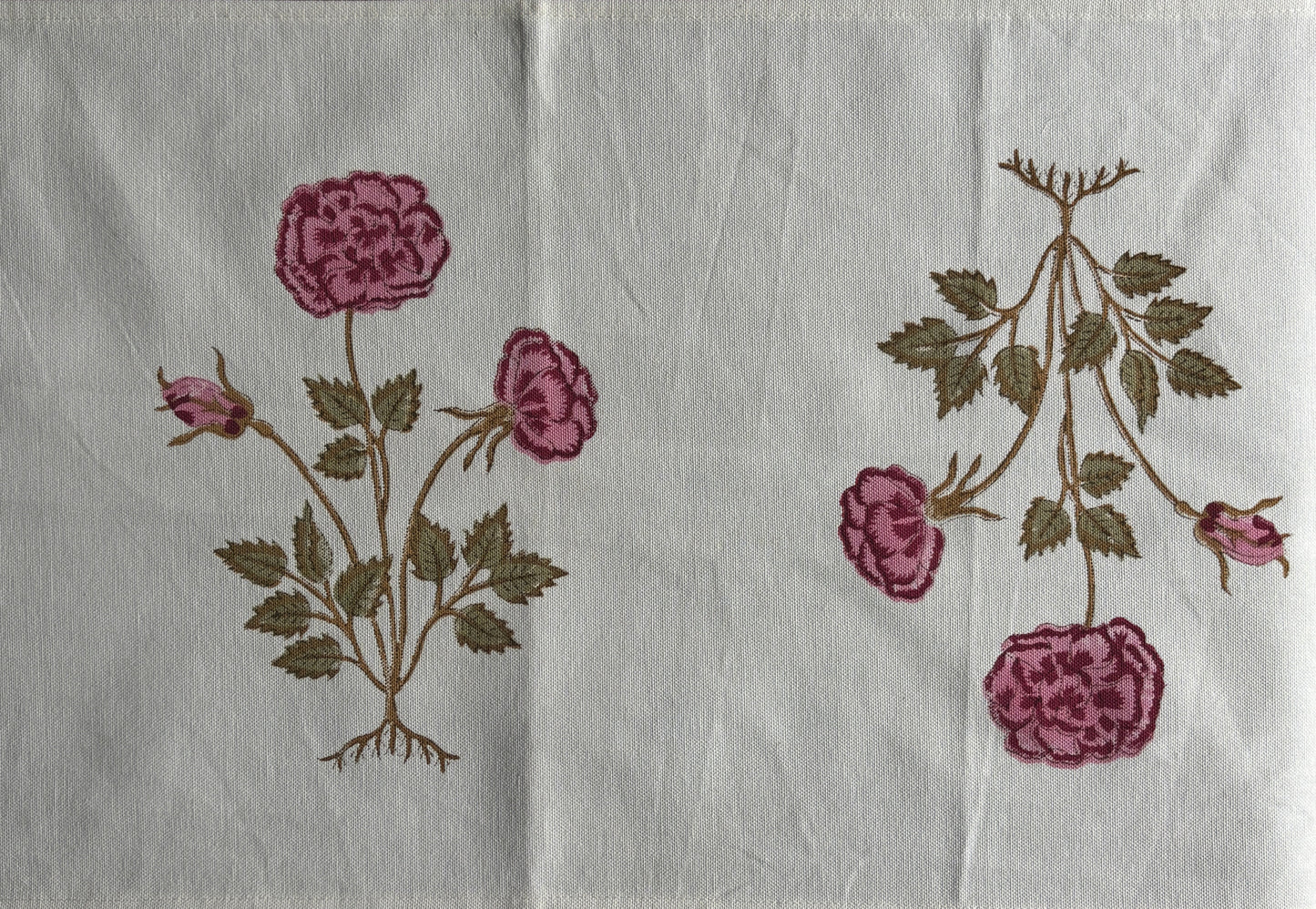 Elegant floral block printed cotton dining table runner rectangular 180 cm