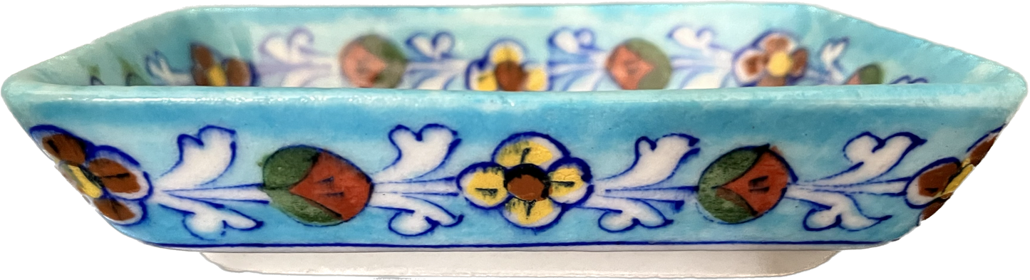 Floral Breeze Blue Pottery Tray