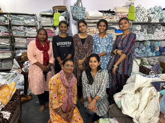 Empowered Women artisans in Neev Home's Block Printing Manufacturing Unit