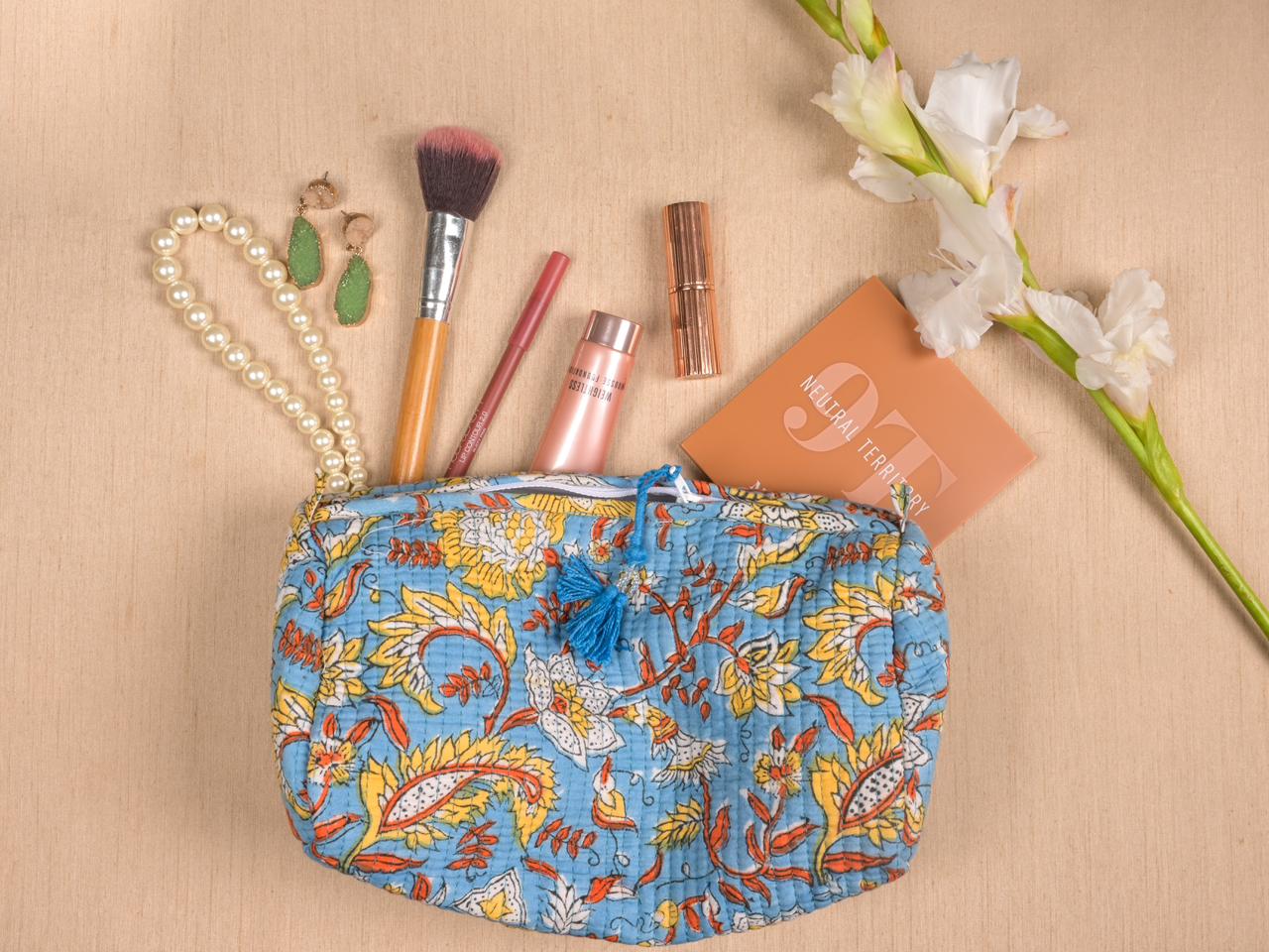 Bags and Vanity Pouches | Block Printed | 100% Cotton | Handmade