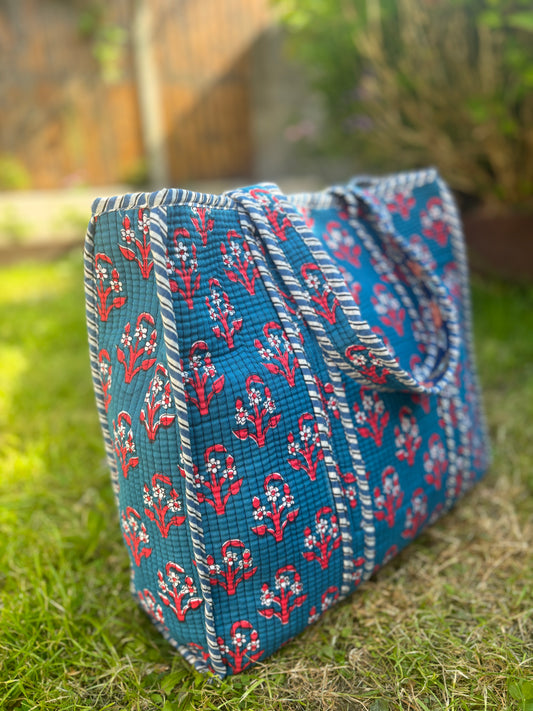 Indigo Bloom Reversible Hand Block Printed Bag