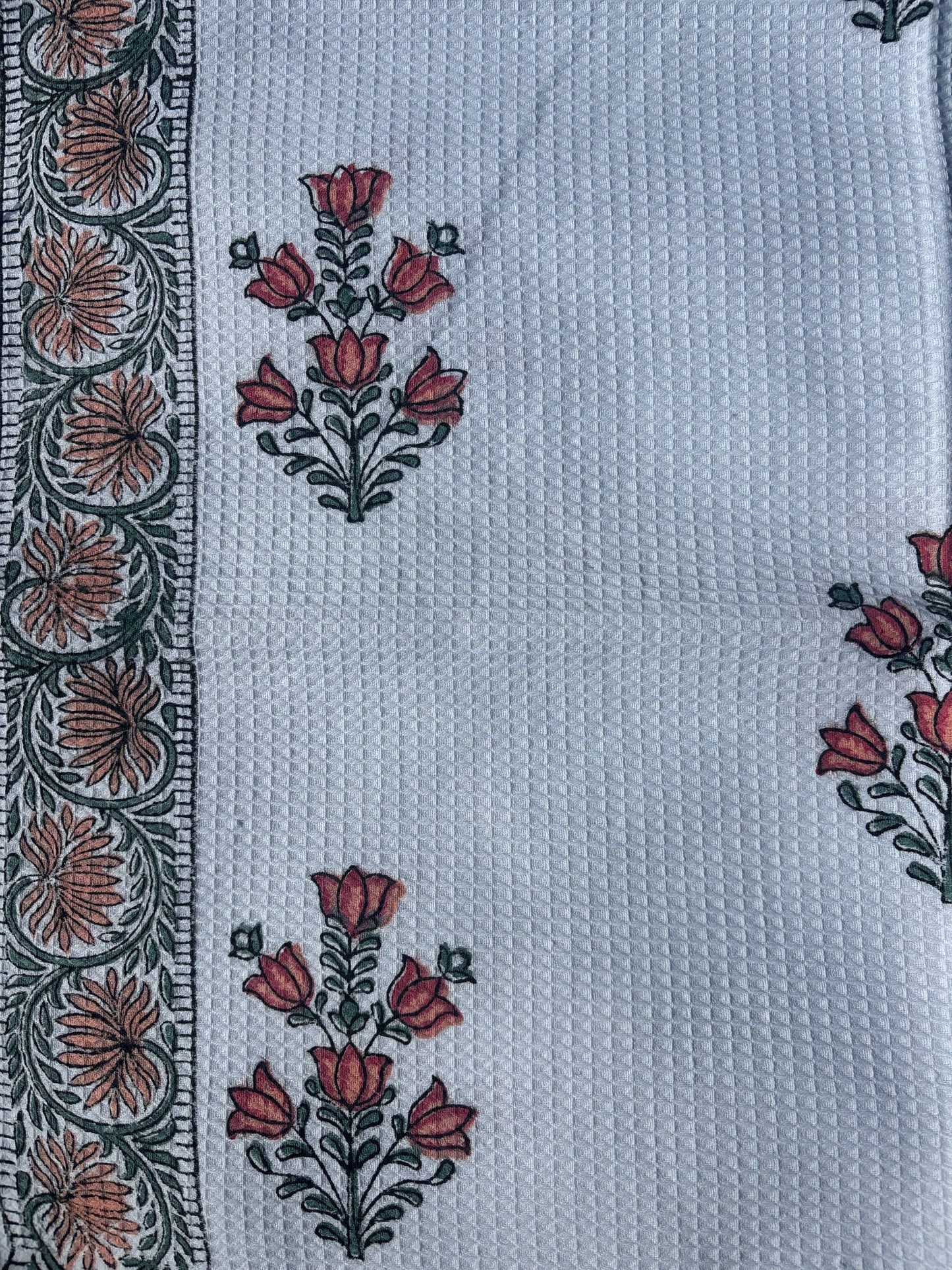 Blossom Bunch Block Print Waffle Towel