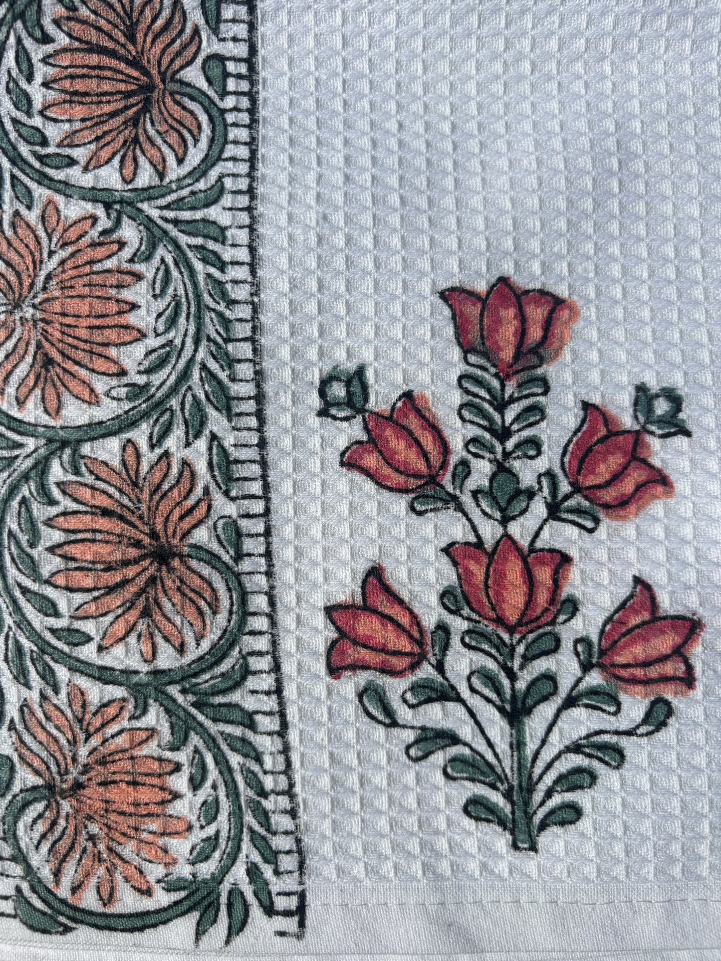 Blossom Bunch Block Print Waffle Towel