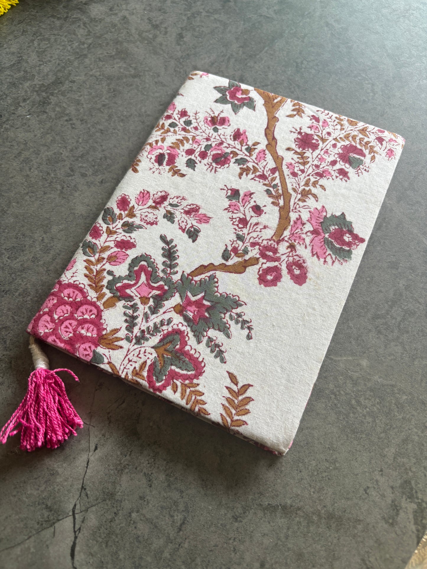 Pink Floral Block Printing Diary
