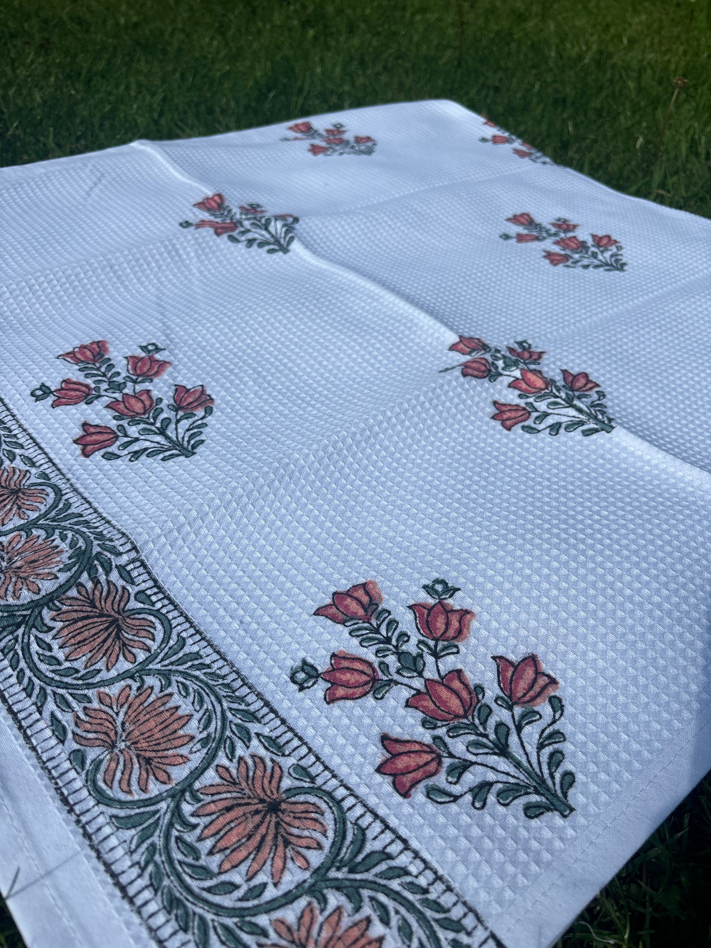 Blossom Bunch Block Print Waffle Towel