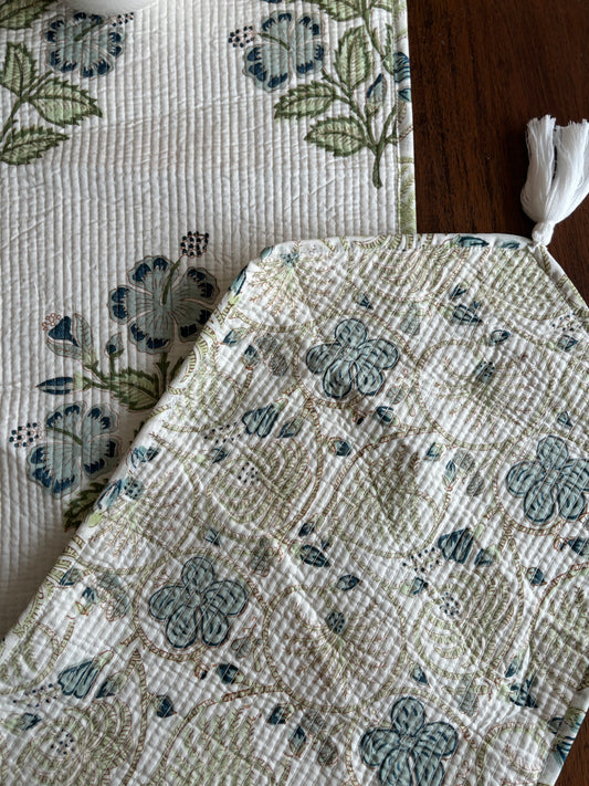 Misty Meadow Reversible Block Printed Table Runner