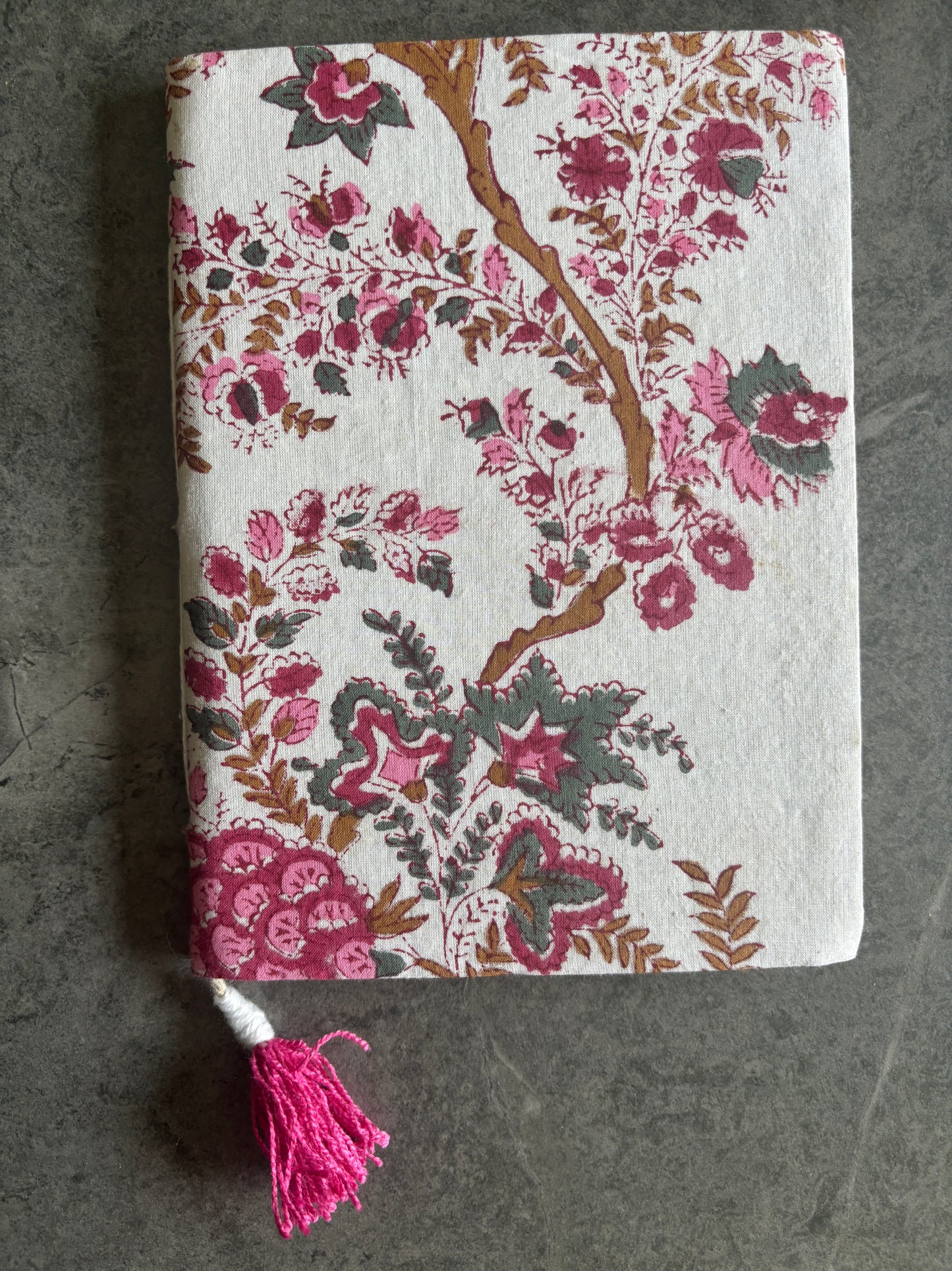 Pink Floral Block Printing Diary