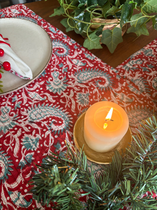 Red Turq Reversible Quilted Table Runner