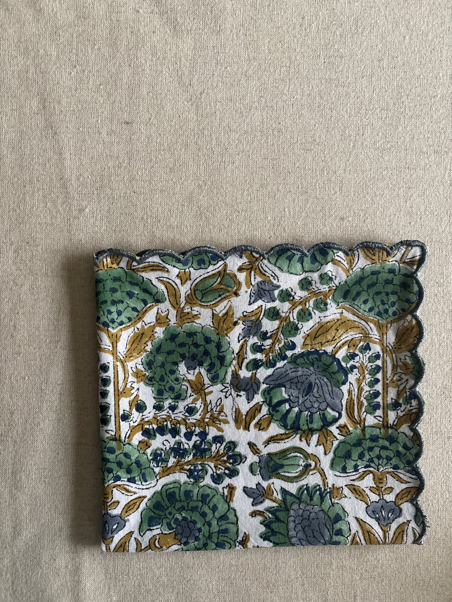 Meadow Mist Block Printed Table Napkins - Set of 2