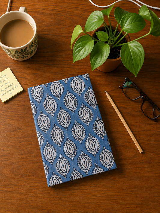 Blue Fabric Hard Bound Cover Journal 