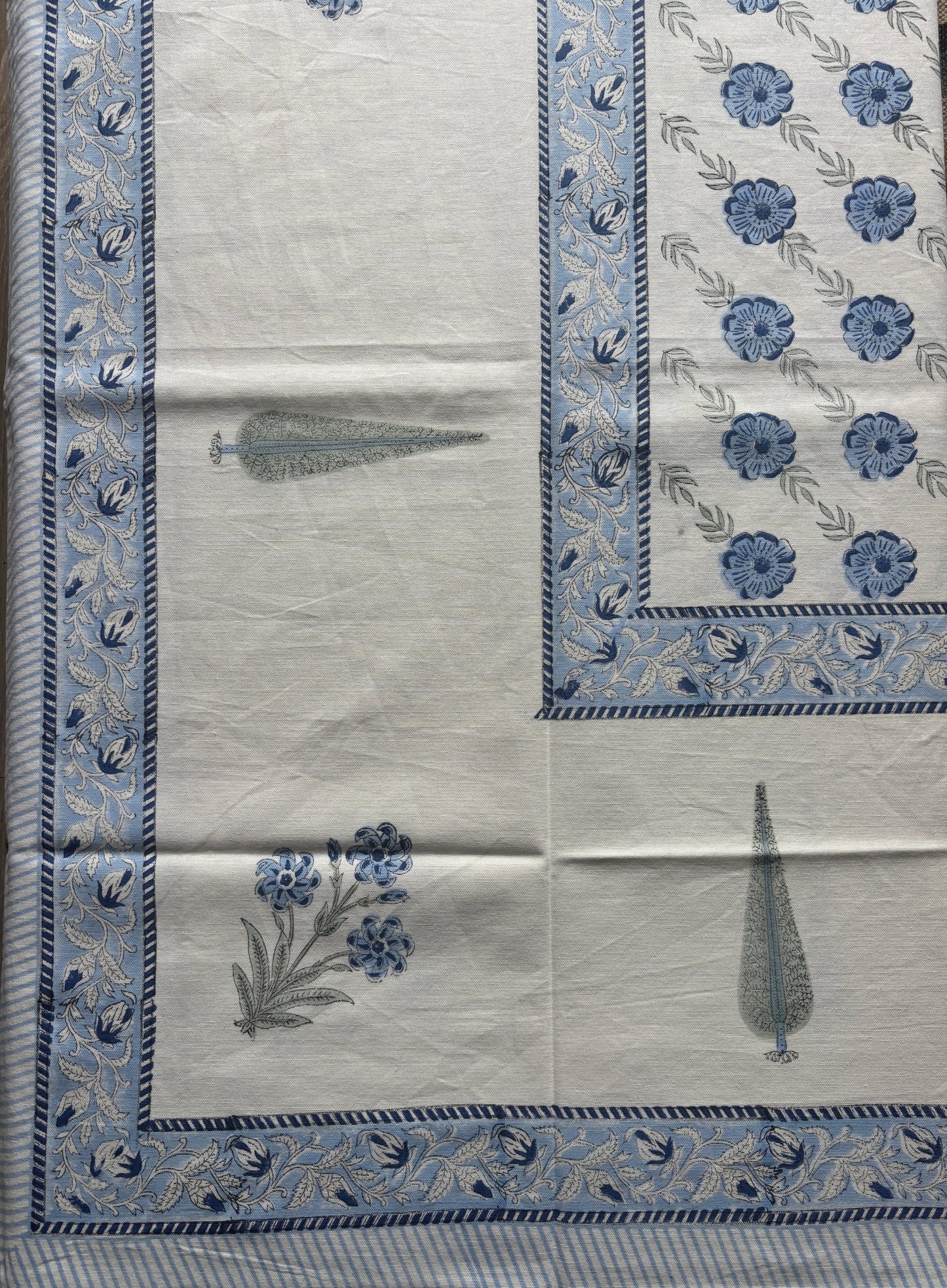 Blue Block Print Table Cloth for 4, 6 and 8 seater in Dublin Ireland