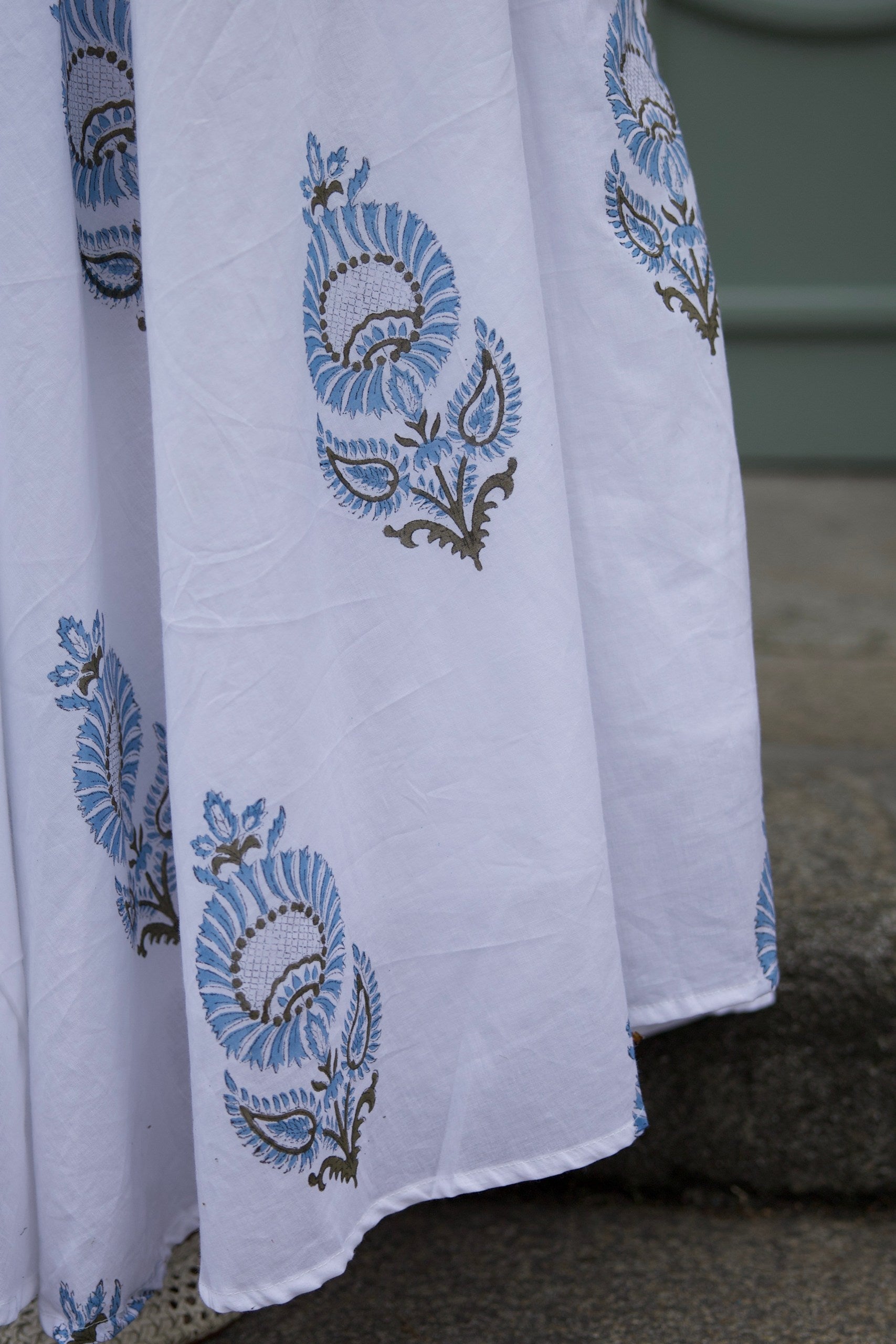 White and Blue Cotton Dress for summers