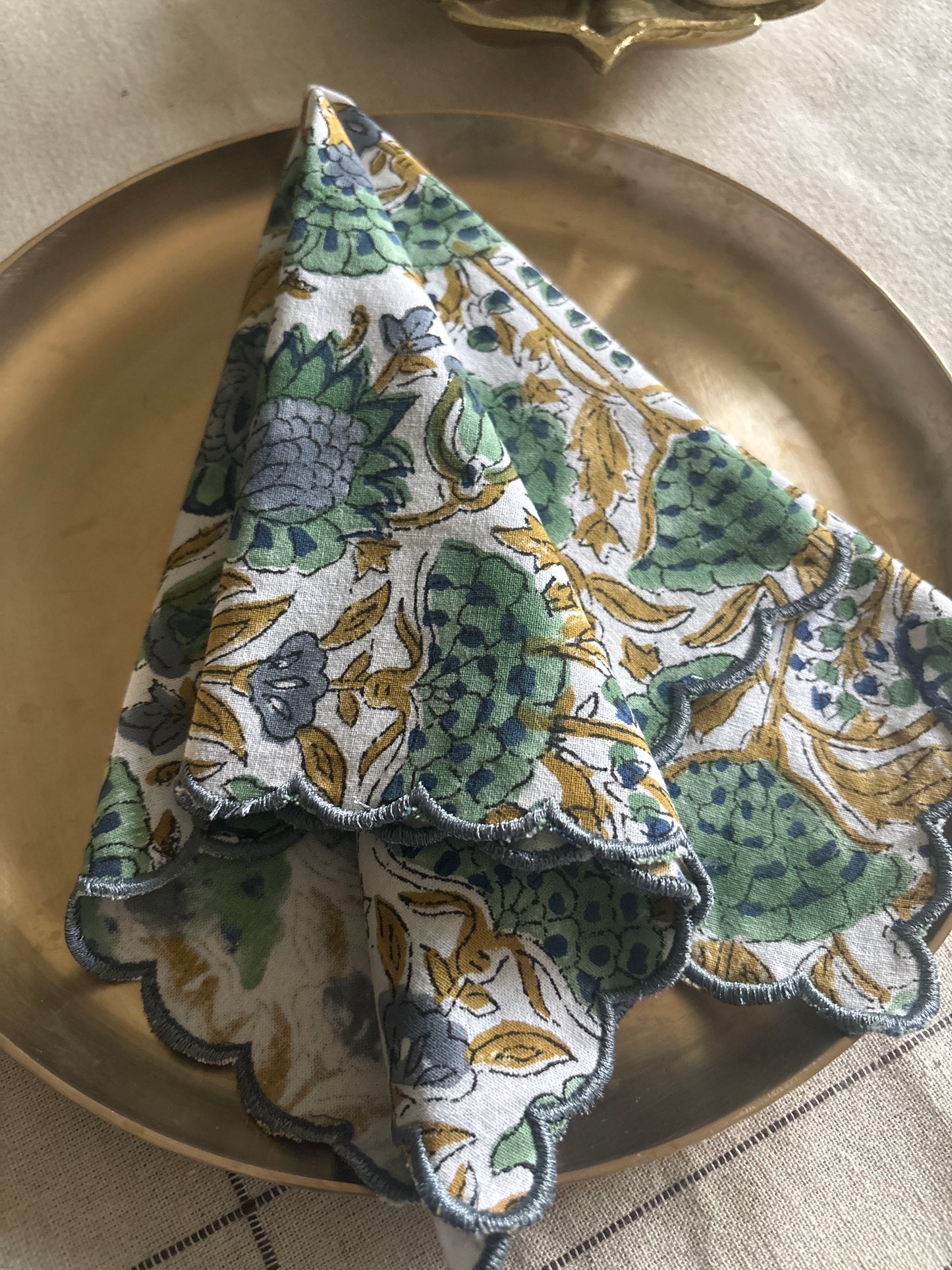 Meadow Mist Block Printed Table Napkins - Set of 2