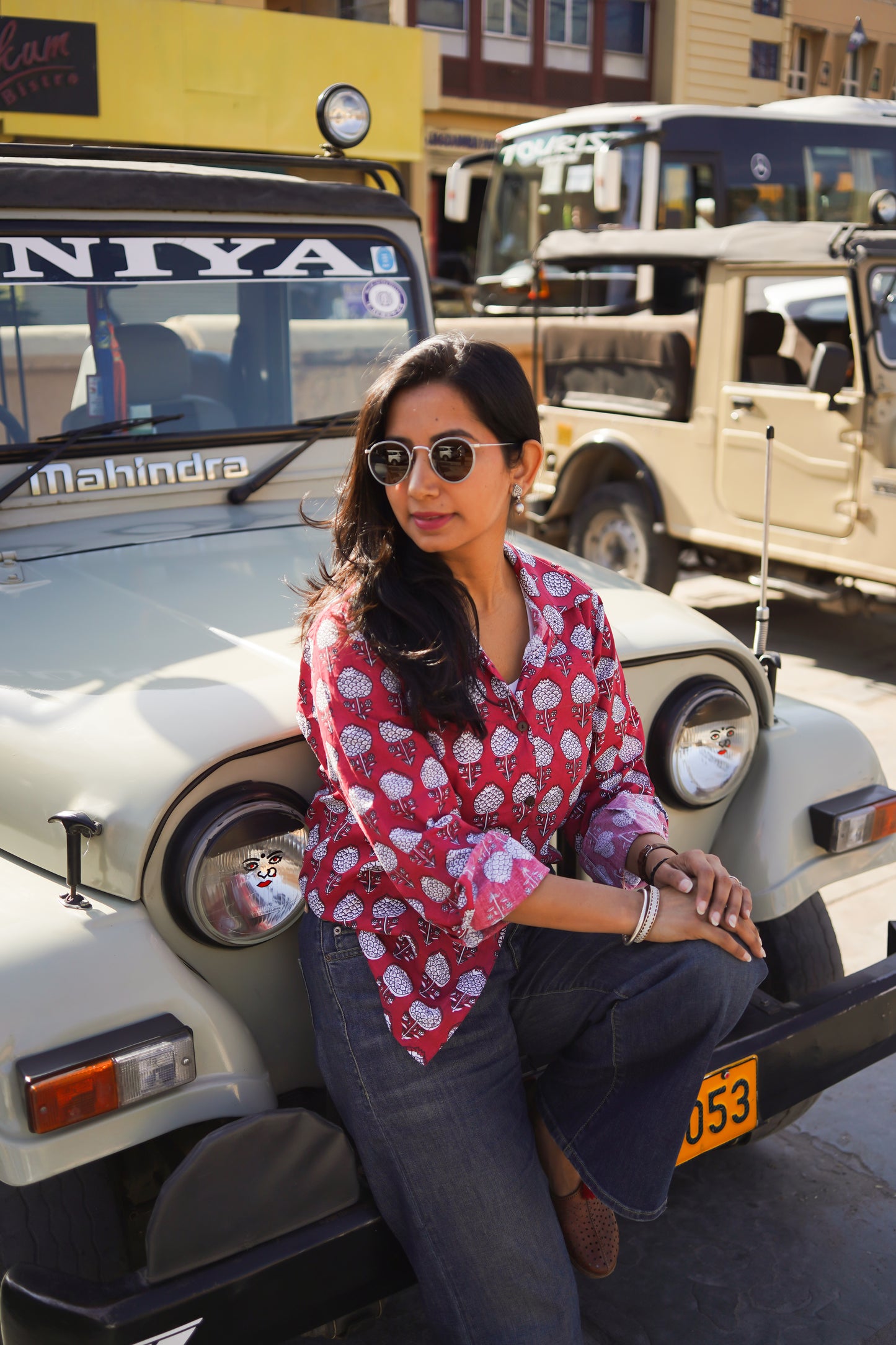 Red Charm Block Printed Shirt | Long Sleeve Shirt