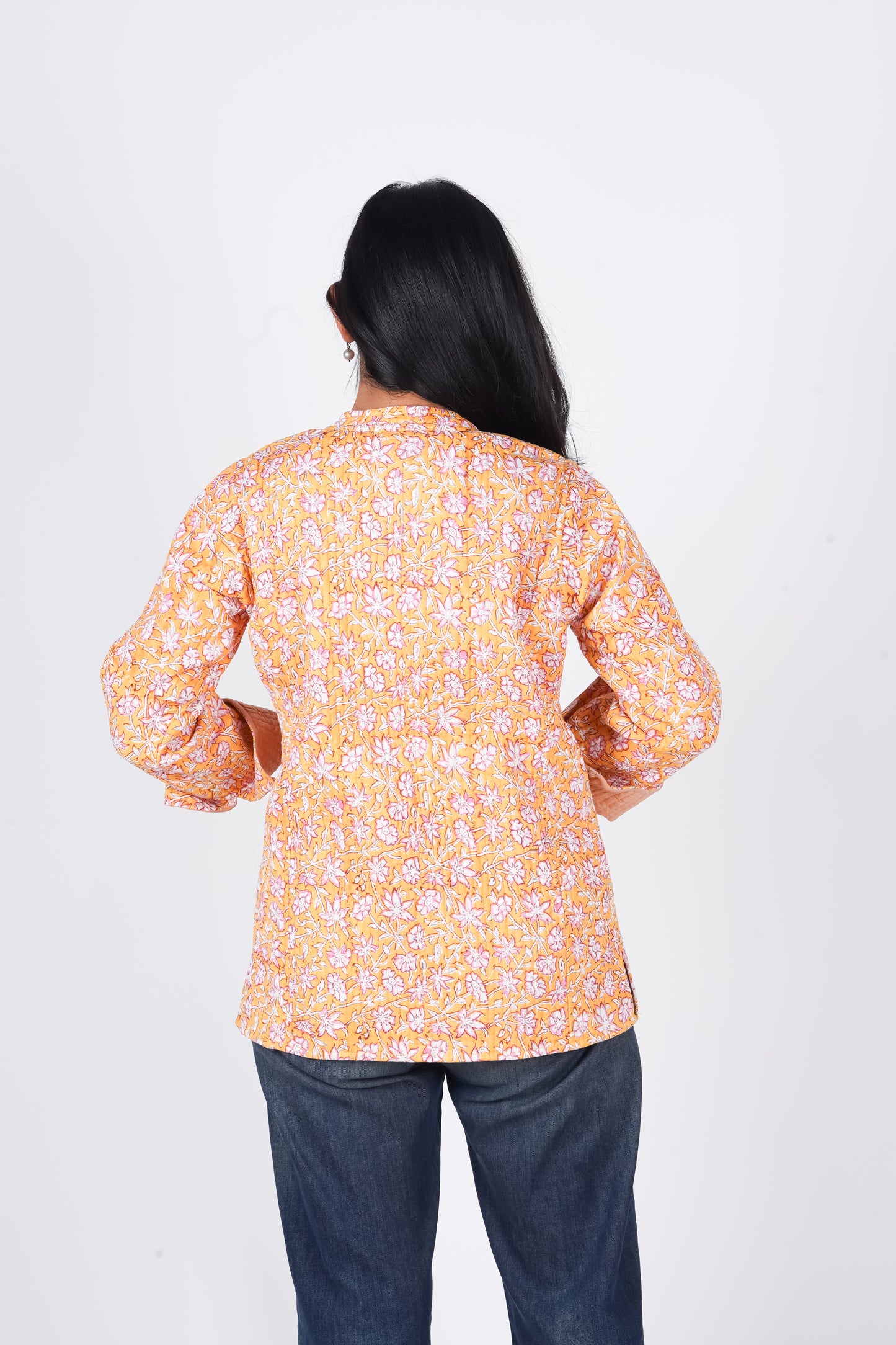 Yellow Blush Block Printed Jacket | Long Sleeve Quilted Jodhpuri Jackets