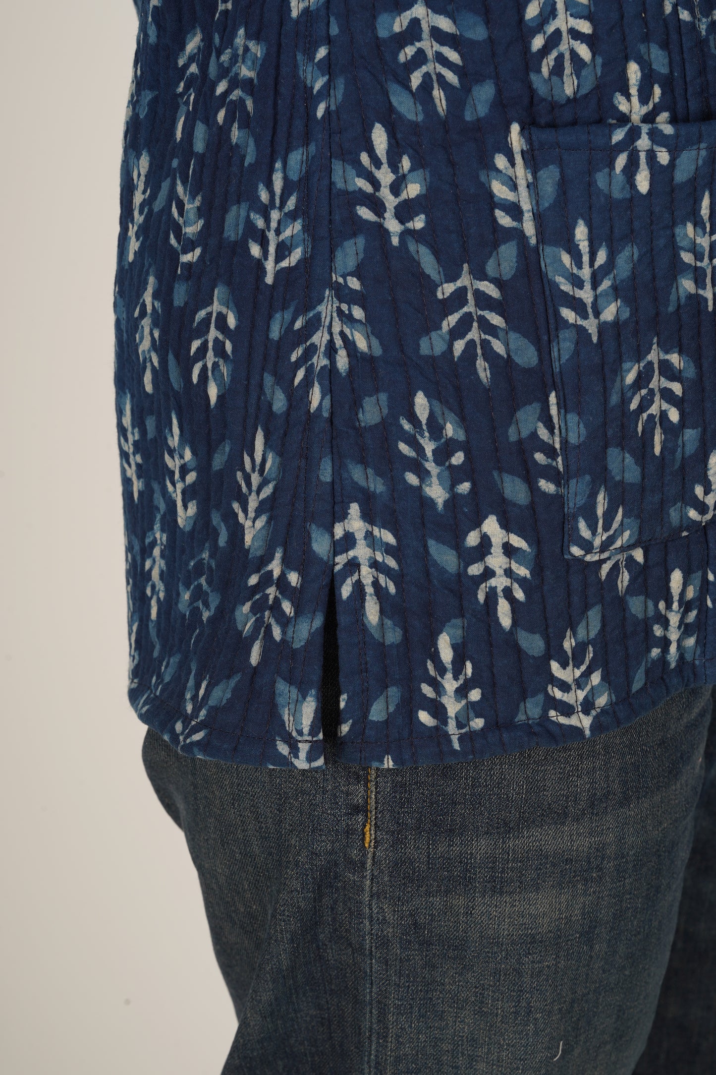 Indigo Bliss Block Printed Jacket | Long Sleeve Quilted Jacket