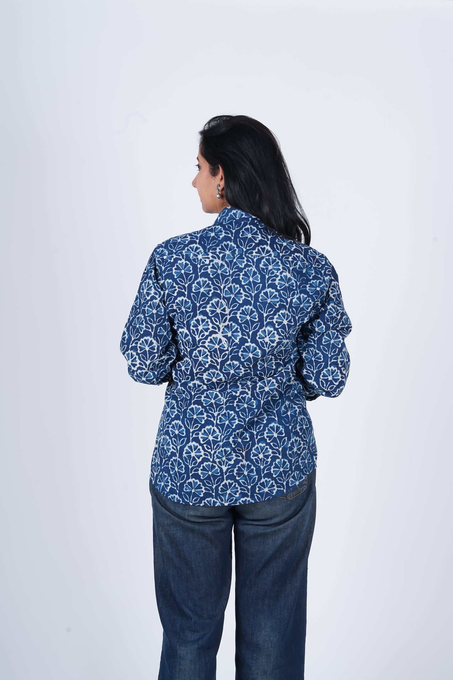 Long Sleeve Shirt | Indigo Bliss Block Printed Shirt