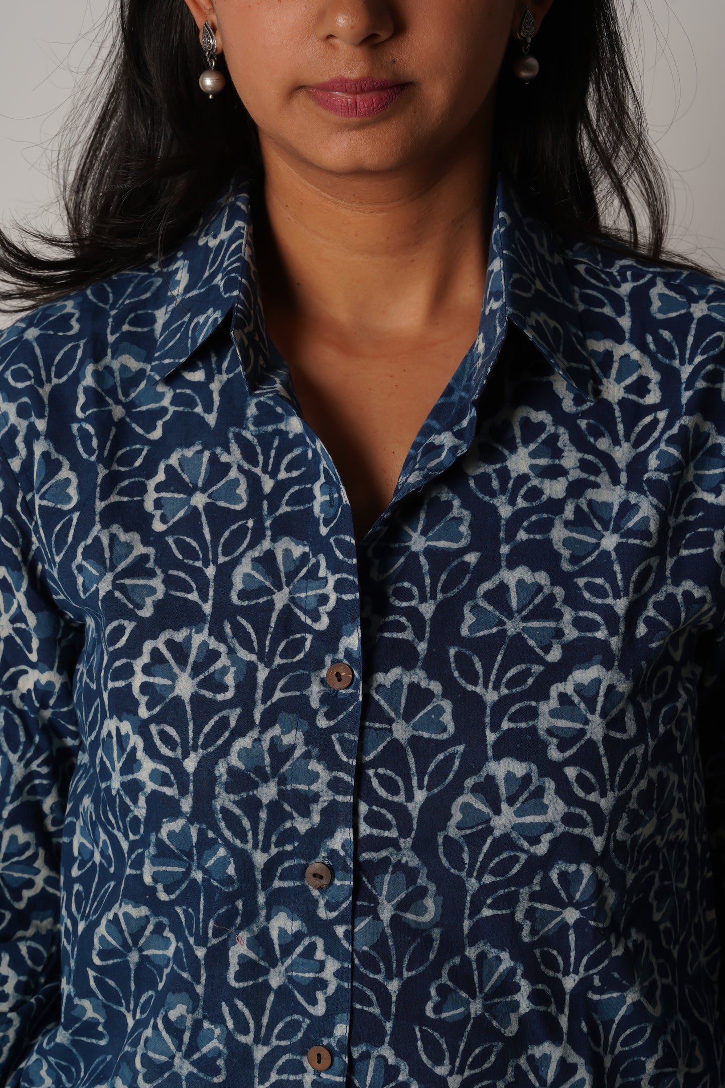 Long Sleeve Shirt | Indigo Bliss Block Printed Shirt