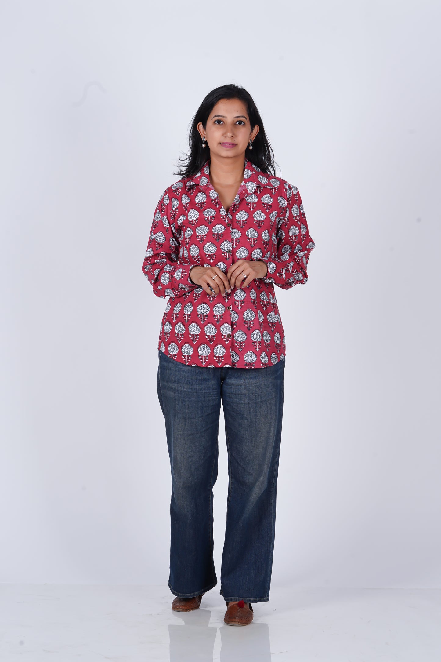 Red Charm Block Printed Shirt | Long Sleeve Shirt