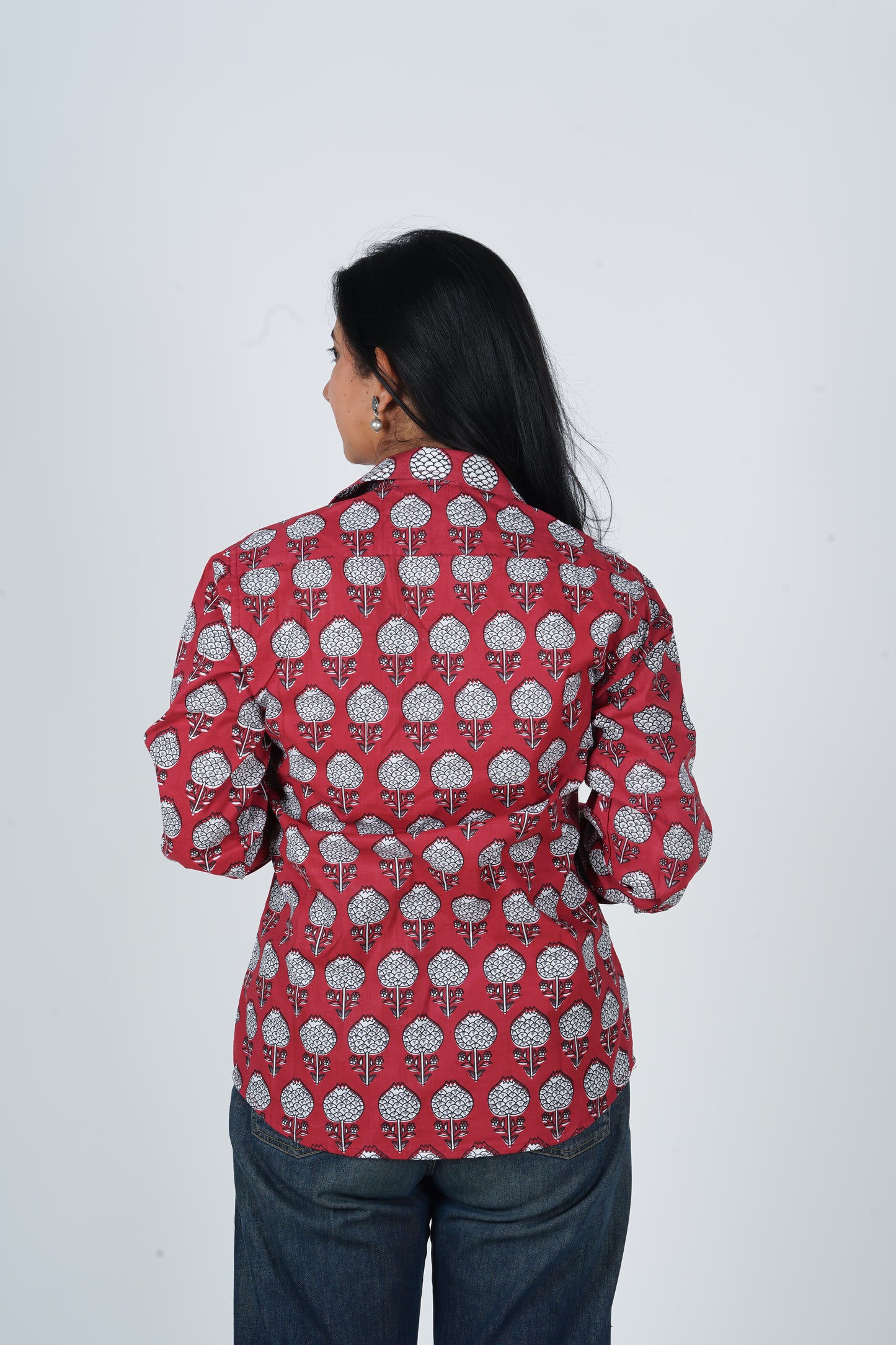 Red Charm Block Printed Shirt | Long Sleeve Shirt