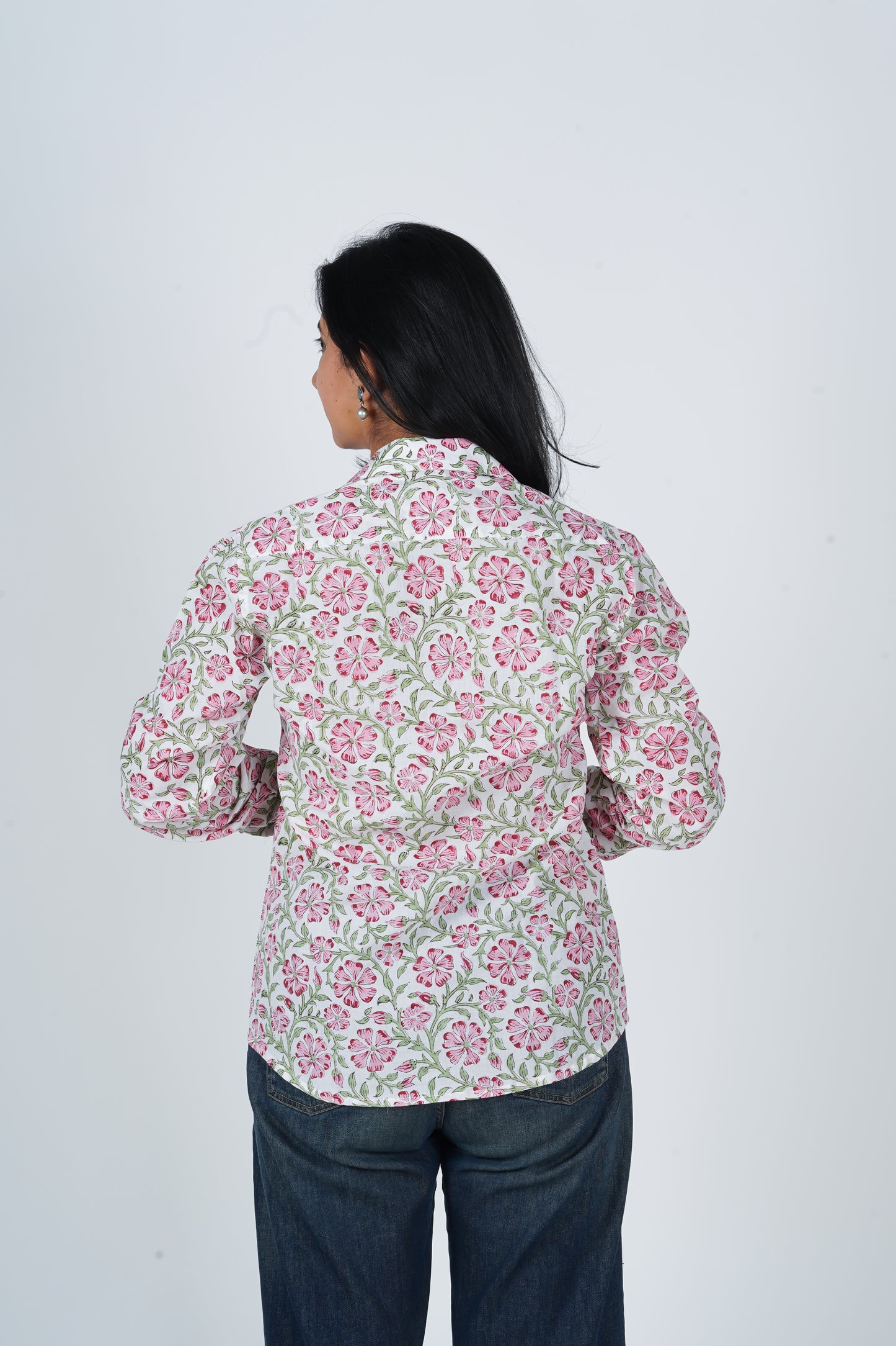 Pink Blush Block Printed Shirt | Long Sleeve Shirt