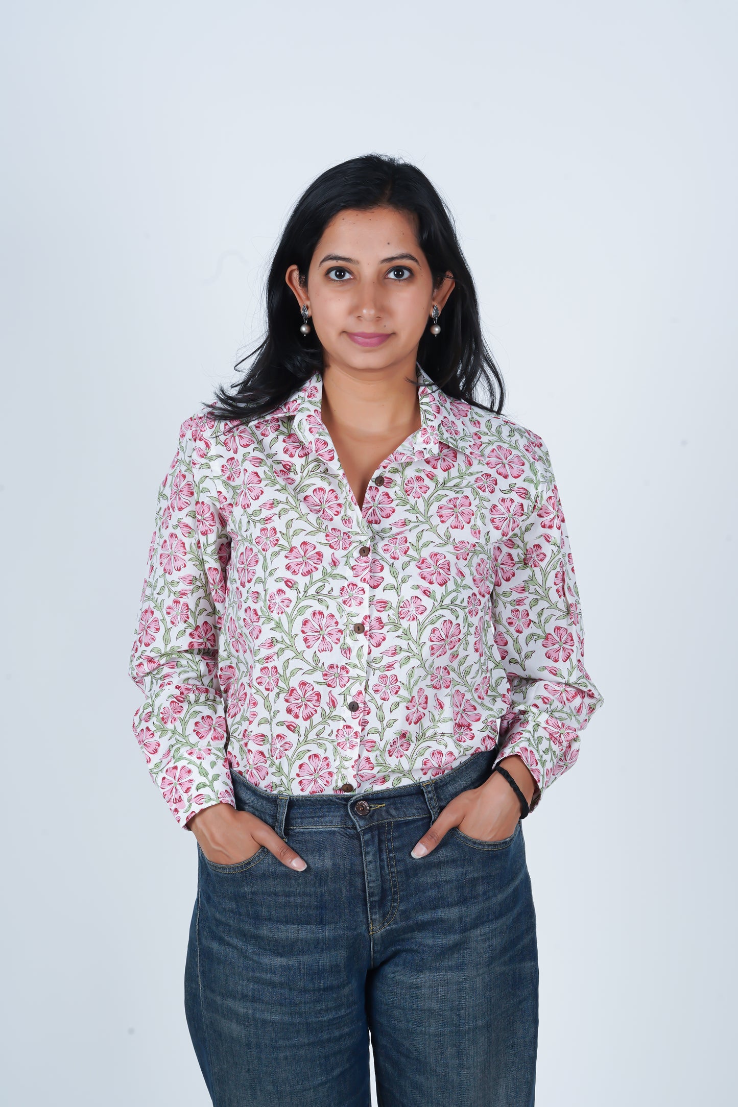 Pink Blush Block Printed Shirt | Long Sleeve Shirt